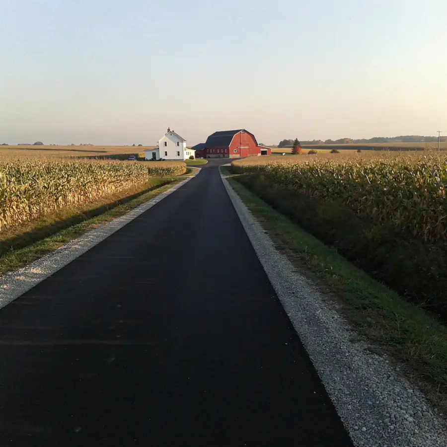 Paved rural laneway past Woolwich farmhouse Paved rural laneway past Woolwich farmhouse