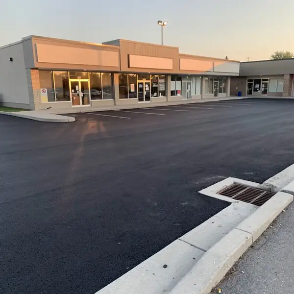 Plaza parking lot after mill and overlay