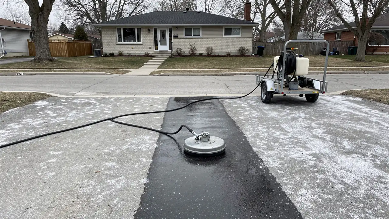 Power washed asphalt driveway in Kitchener Power washed asphalt driveway in Kitchener