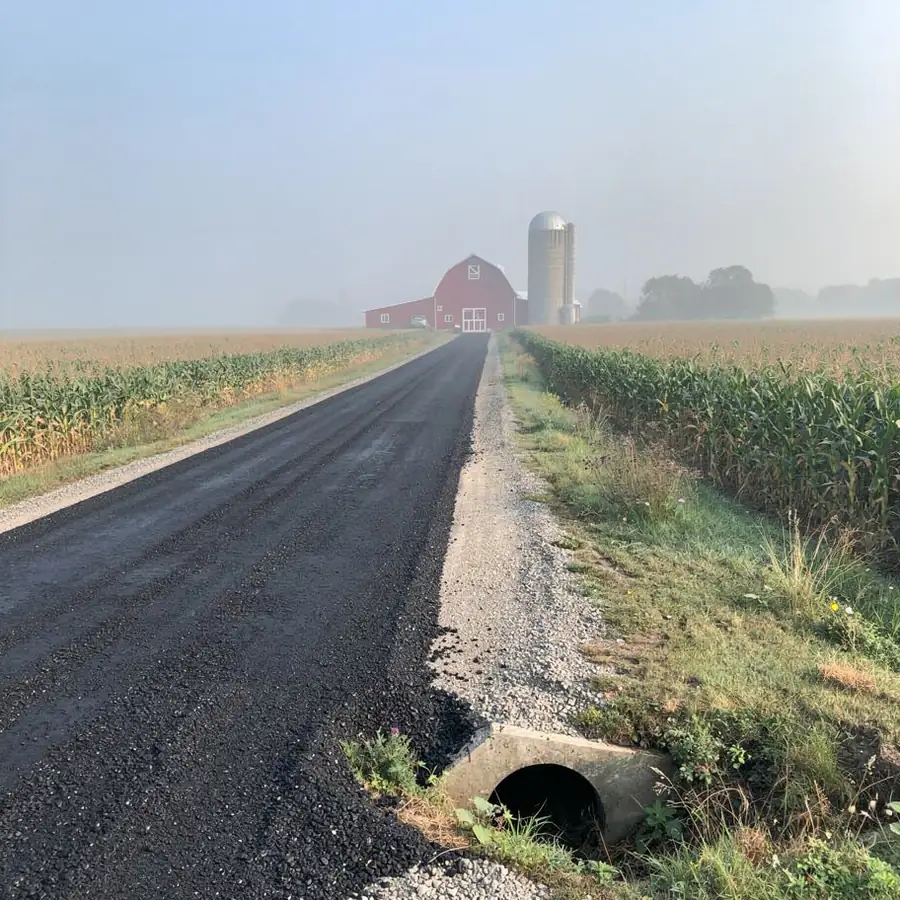 Recycled asphalt farm lane in Woolwich