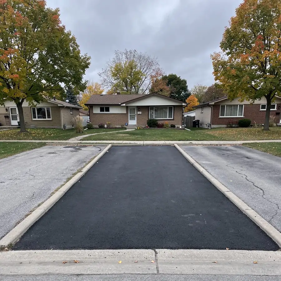 Row of newly paved Kitchener driveways